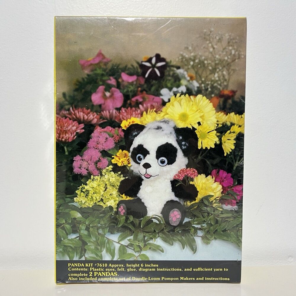 Vintage 1978 Doodle Loom Panda Kit With Pompon Makers 7610 New Sealed
